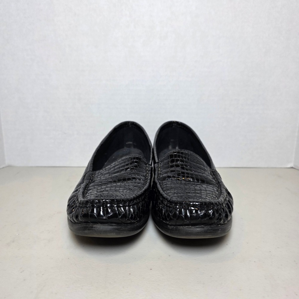 SAS Tripad Comfort Loafers Womens 8S Black Croc Embossed Moccasin Patent Leather